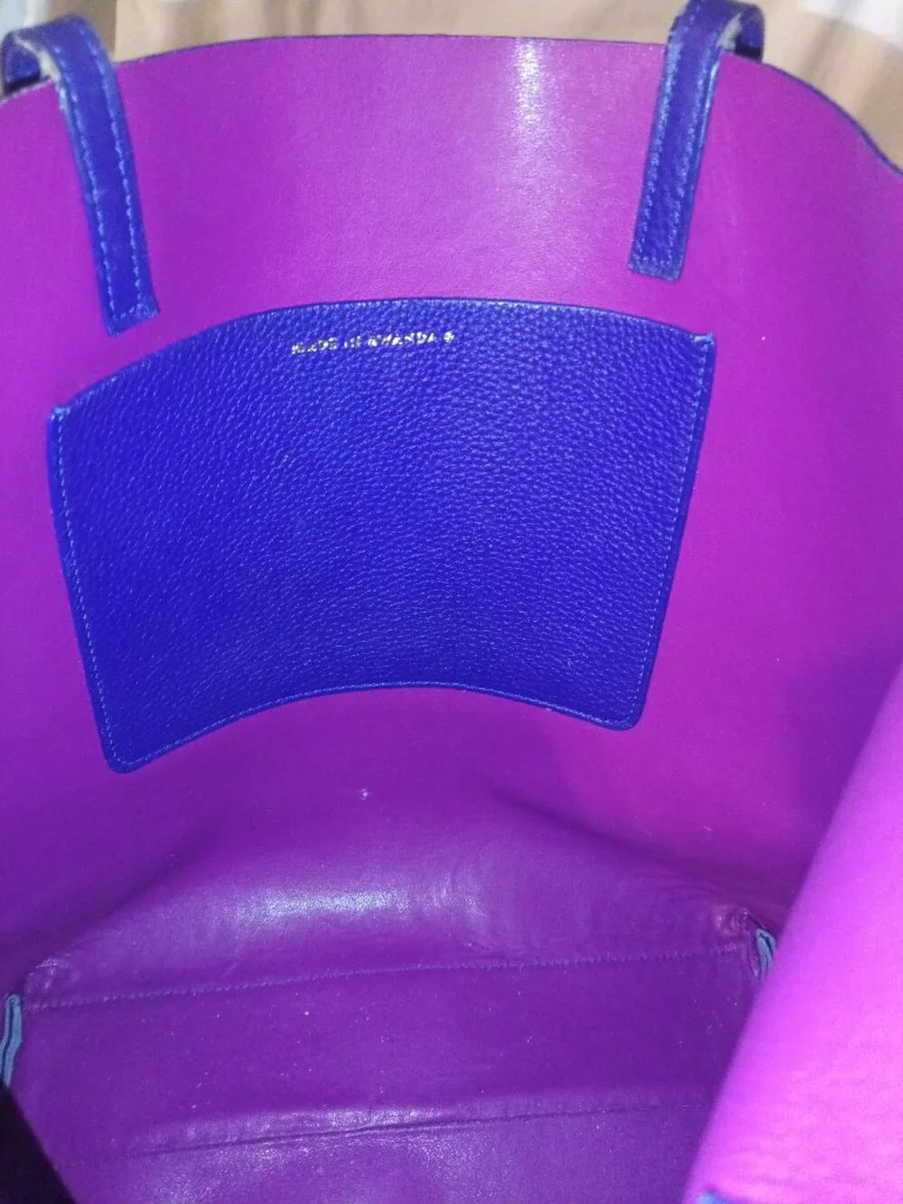 Kate Spade Pebbled Leather Bow Double Handle Large Tote Royal Purple